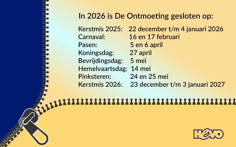 Sluitingsdagen van De Ontmoeting in 2026